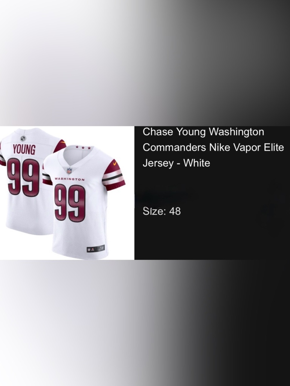 NFL Washington Commanders #99 Chase Young White Jersey with Burgundy Accents